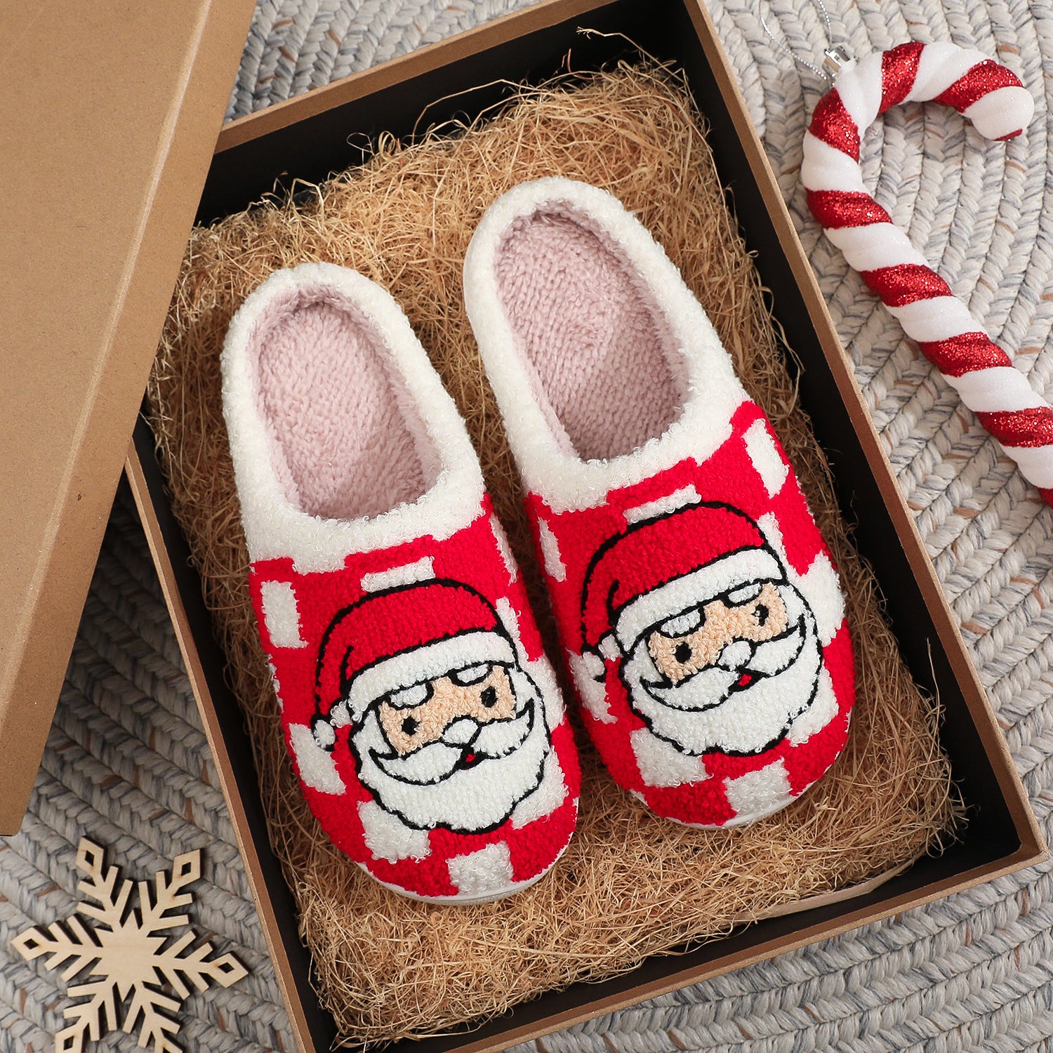  Christmas Fuzzy House Slippers-Cotton slippers
