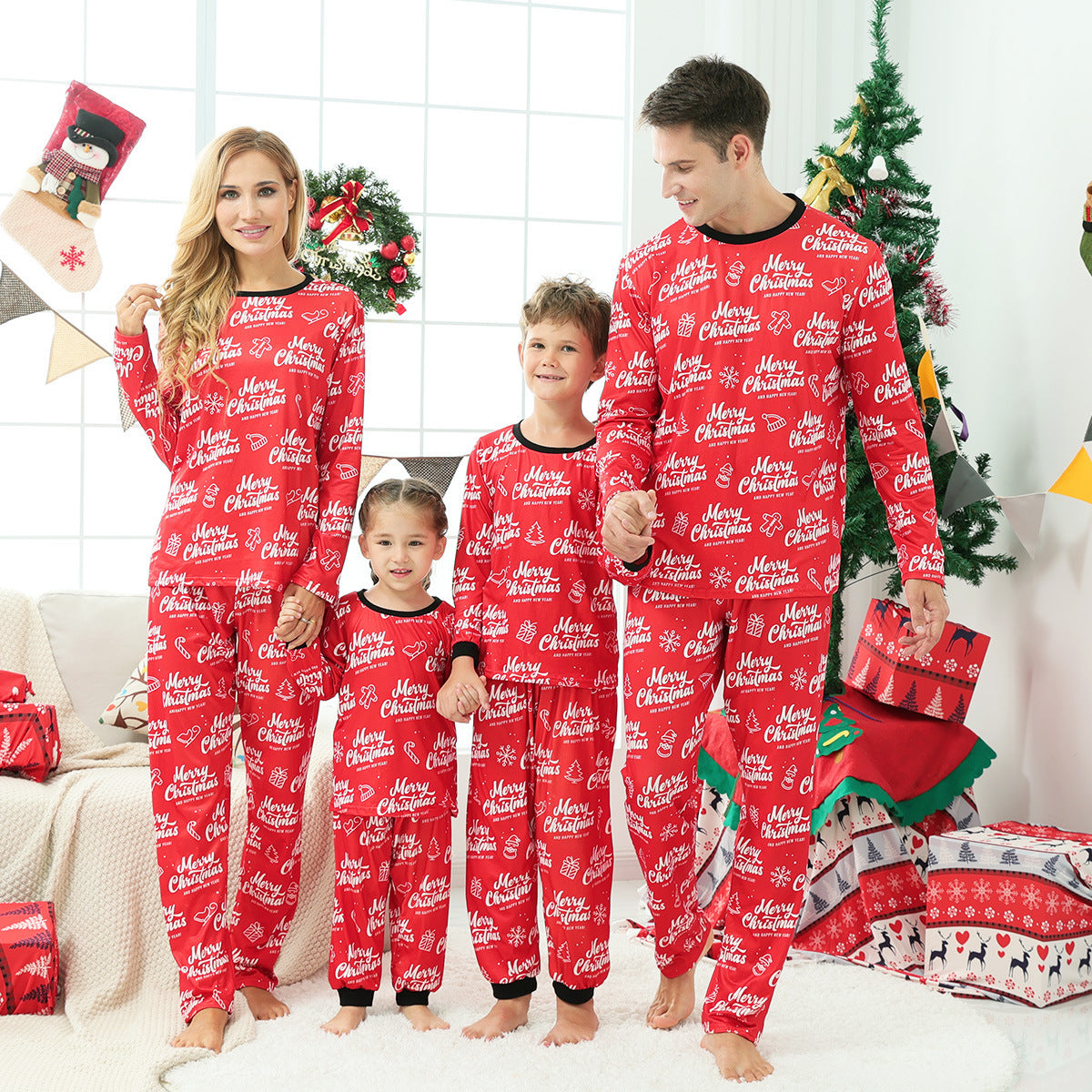  Christmas Printed Letter Pajama Set-home wear
