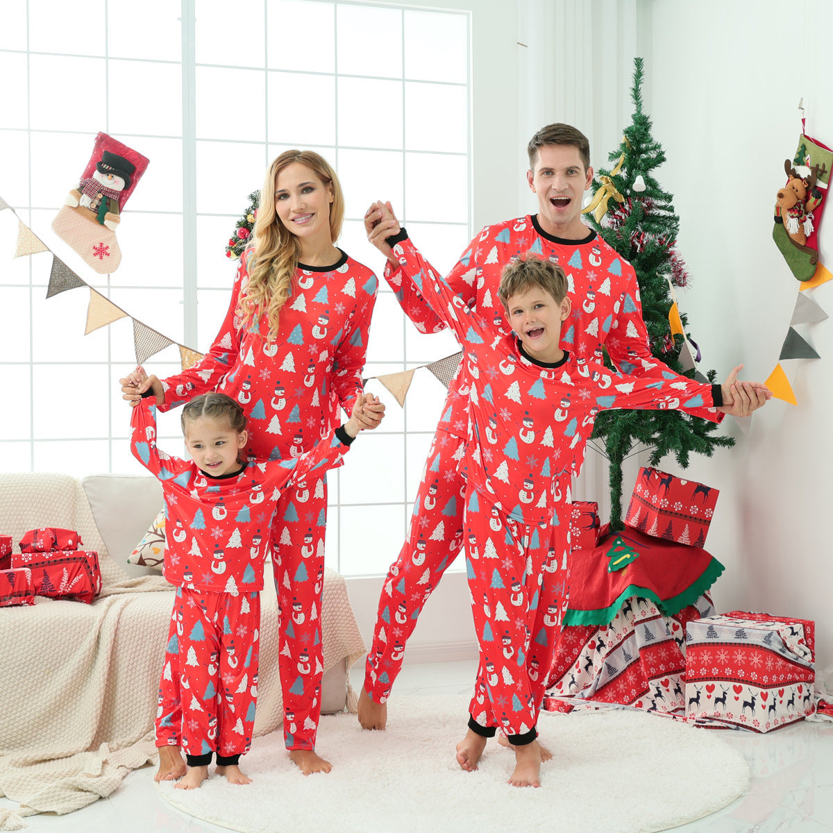  Christmas Printed Letter Pajama Set-polyester fiber
