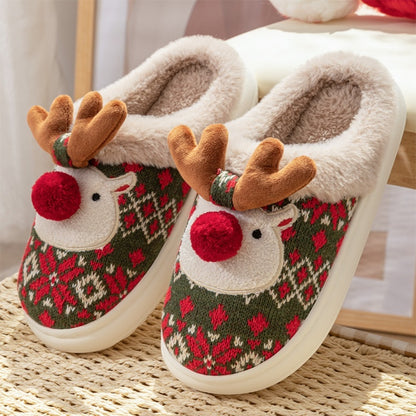 Christmas Non-slip Floor Bedroom Home Slippers-Christmas Red
