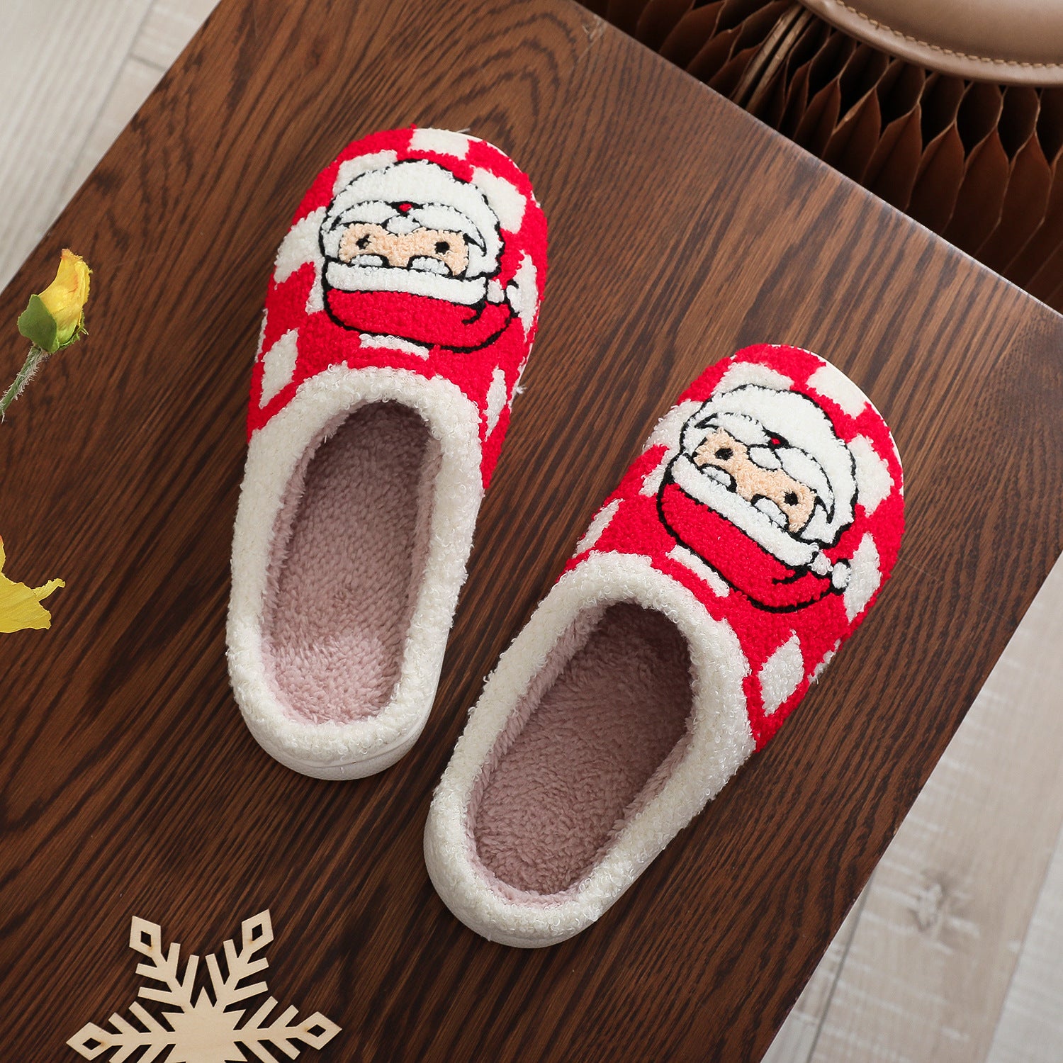  Christmas Fuzzy House Slippers-Good material
